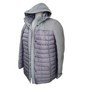 Lands End Puffer Jacket Coat Womens L 14-16  Down Feather Filled Full Zip Hooded